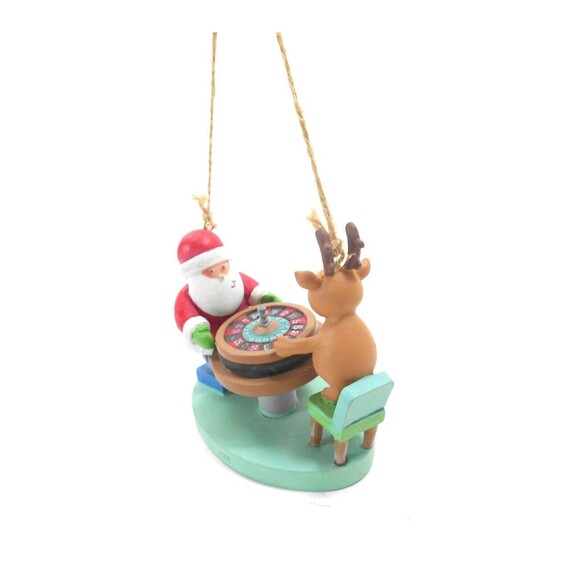 Cape Shore Santa Claus Roulette Christmas Ornament with Reindeer - Picture 4 of 4